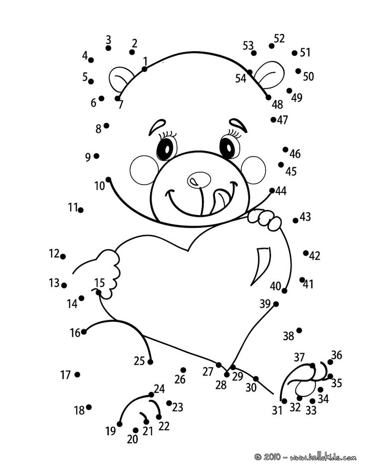VALENTINE'S DAY dot to dot games - Beloved Teddy Bear | Dots game, Teddy bear  coloring pages, Bear coloring pages