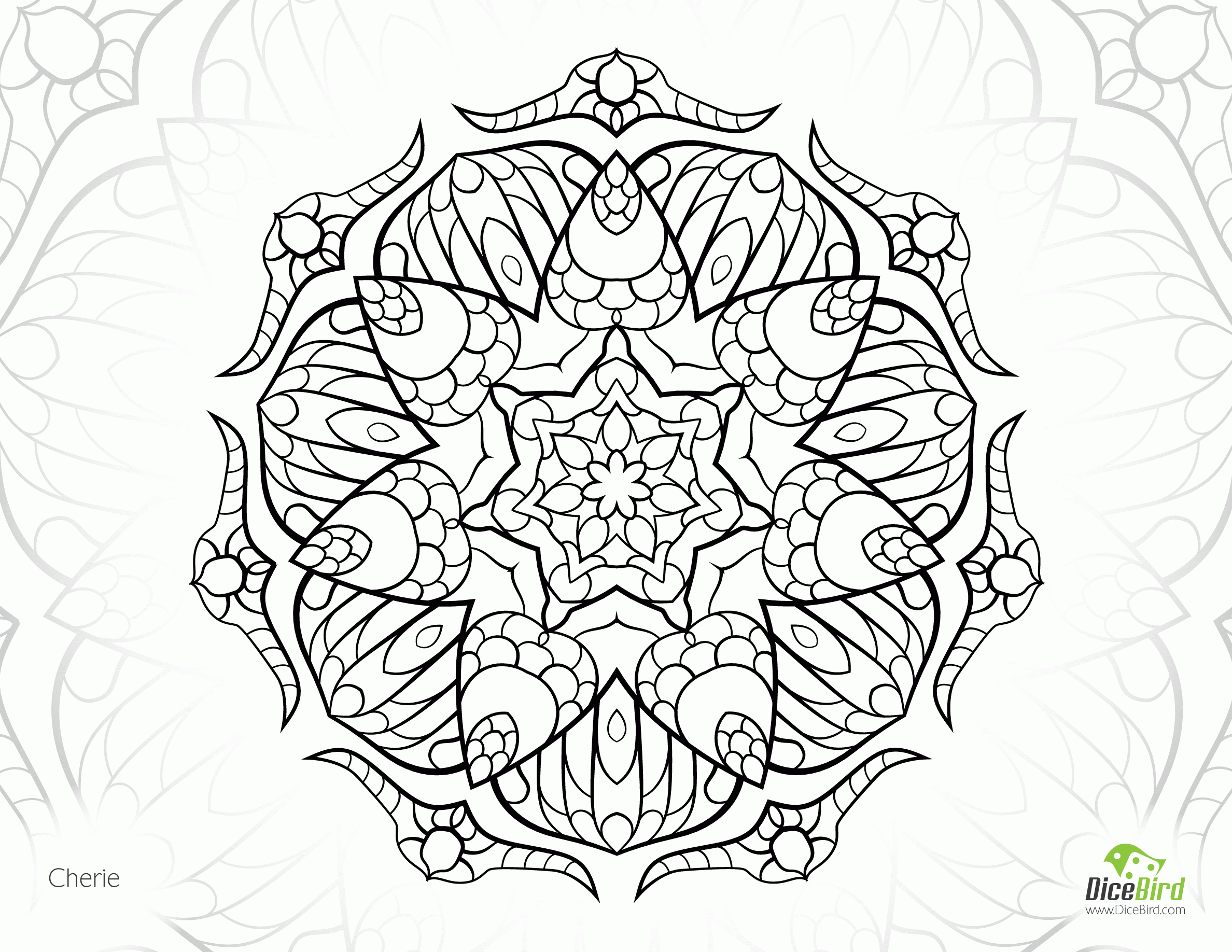 Cherie Flower abstract coloring pages for adults