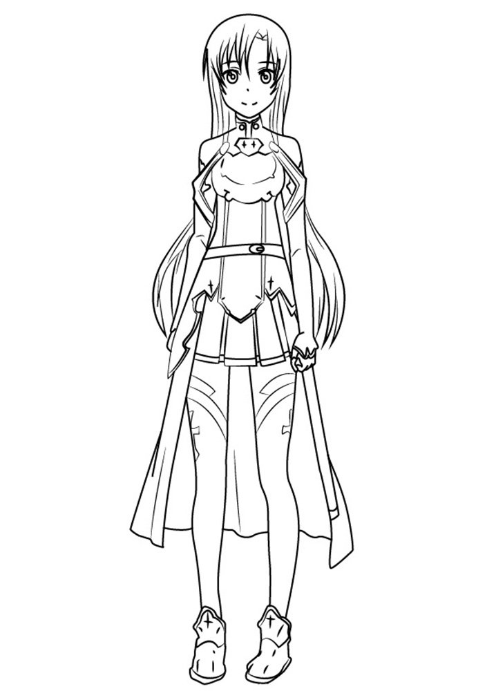 Printable Asuna Yuuki Coloring Pages - Anime Coloring Pages