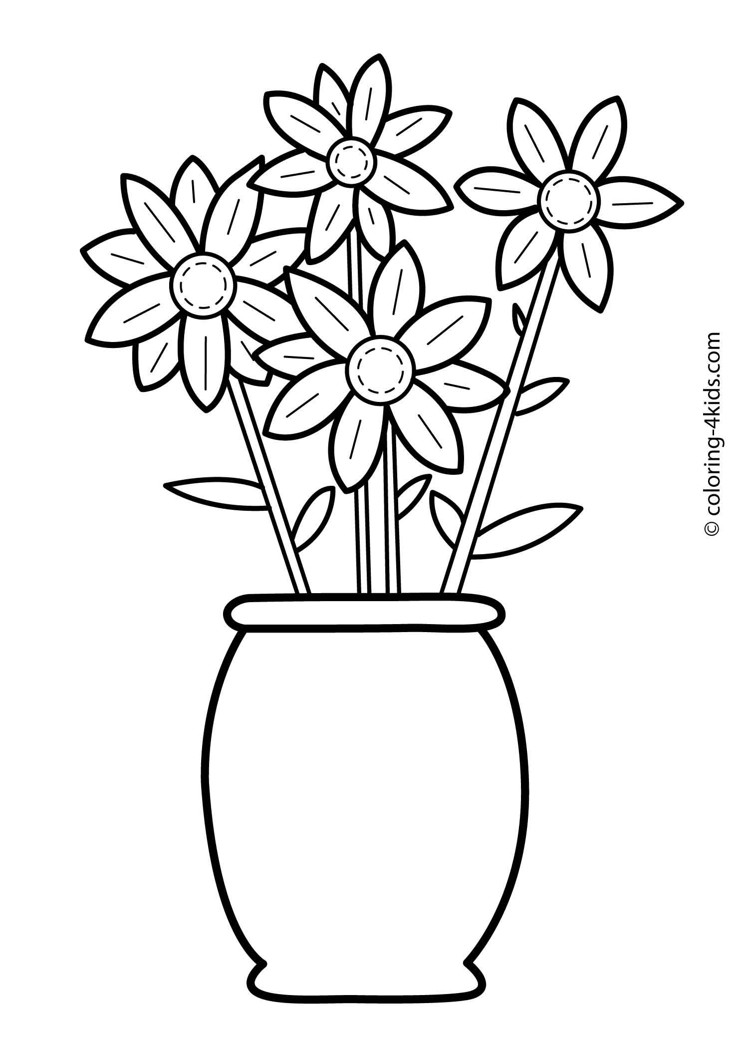 Flowers coloring pages for kids, printable, 6 | Flower coloring pages, Flower  coloring sheets, Printable flower coloring pages
