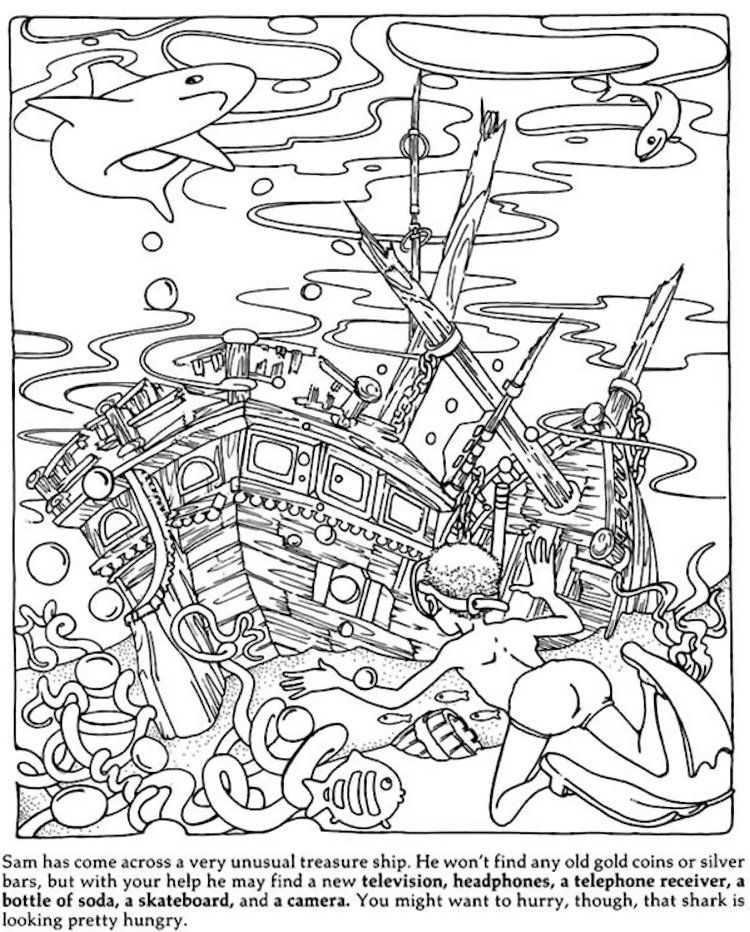 Dover Hidden Objects Coloring Page | Hidden picture puzzles, Hidden  pictures, Hidden pictures printables