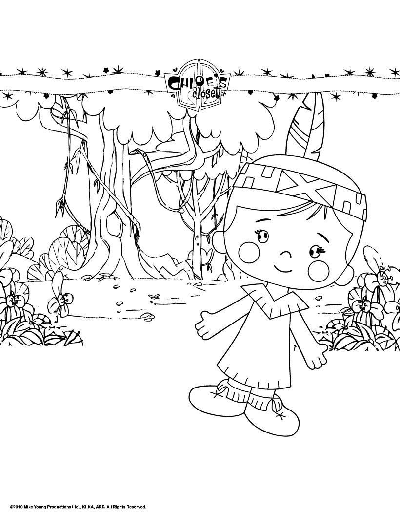 CHLOE'S CLOSET coloring page - Thanksgiving Indian Chloe