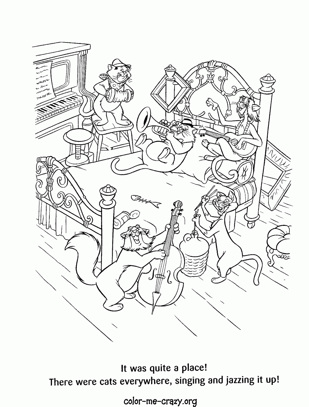 Aristocats Family Playing Music Coloring Pages Coloring Pages For ...