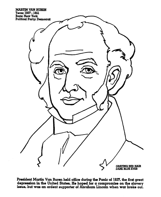 USA-Printables: President Martin Van Buren Coloring - Eighth President of  the United States - 3 - US Presidents Coloring Pages