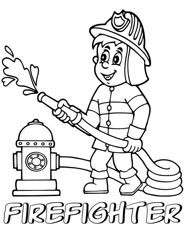 Coloring page firefighter at work printable images professions