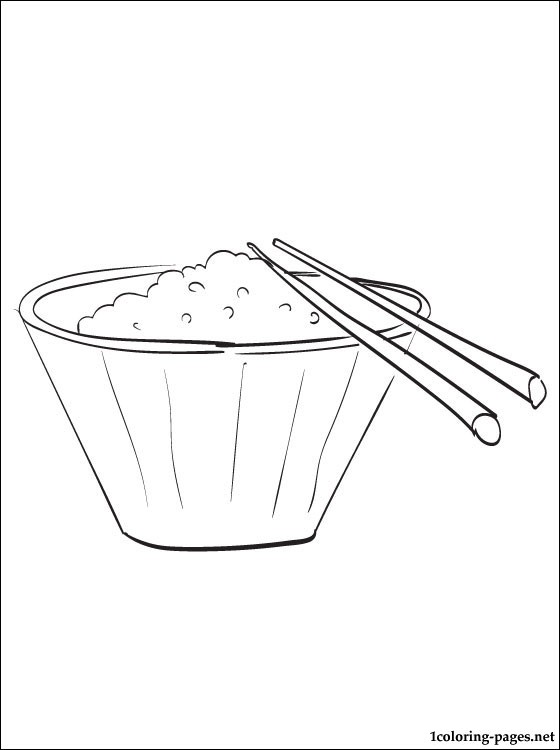 Bowl of rice coloring page | Coloring pages