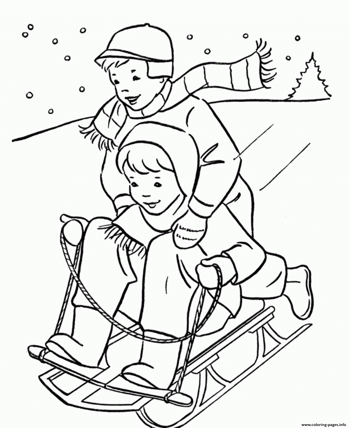 Winter Coloring Pages To Print Awesome Picture Inspirations Kids Playing  Sled In The5 Printable 1452800187kids – Dialogueeurope