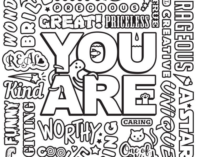 Downloadable You Are Motivational Quote Coloring Page. Quote Coloring