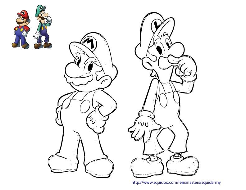 Luigi with Mario coloring pages | Mario Bros games | Mario Bros ...