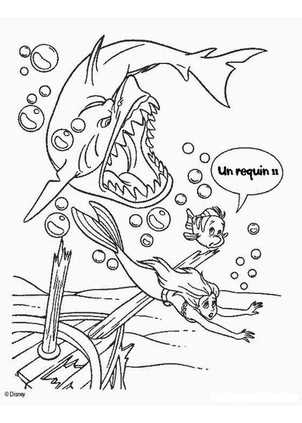 The Little Mermaid coloring pages - The shark