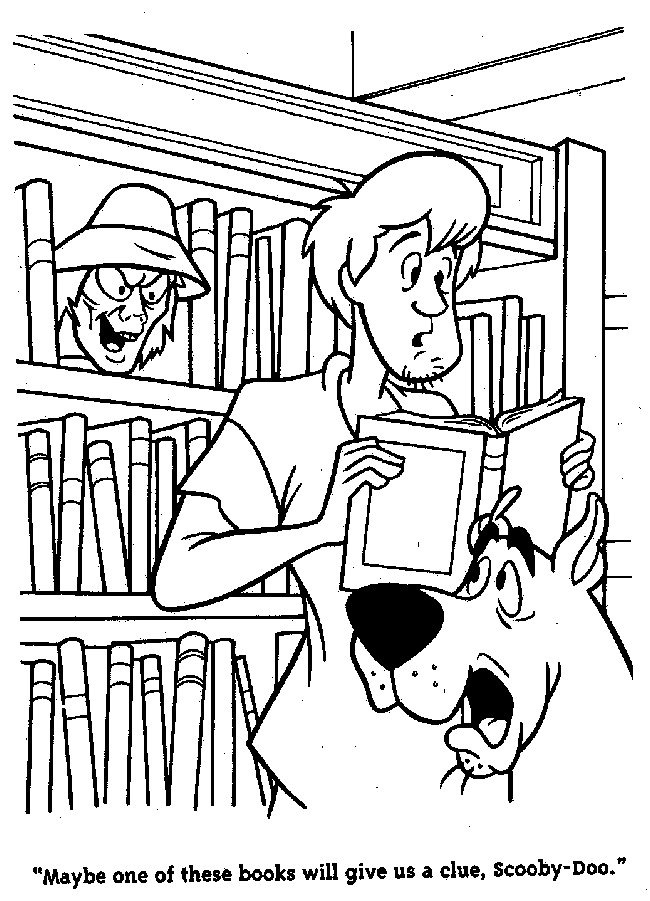Scooby and Shaggy in Library Scooby Doo Coloring Pages
