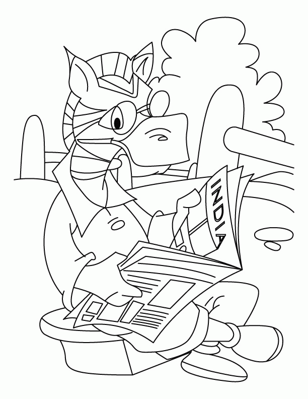 Zebra reading a book coloring pages | Download Free Zebra reading 