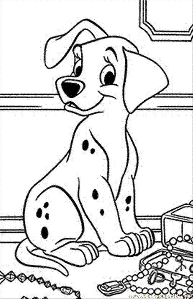 Coloring Pages A Dalmatian Dog (Cartoons > 101 Dalmations) - free 