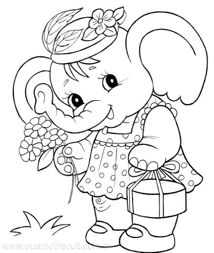 elephant coloring page, baby quilt | Coloriage