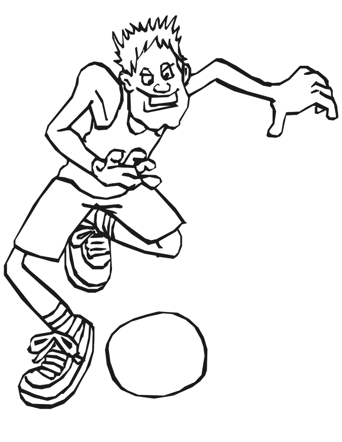 Basketball Coloring Picture | Player Dribbling 3