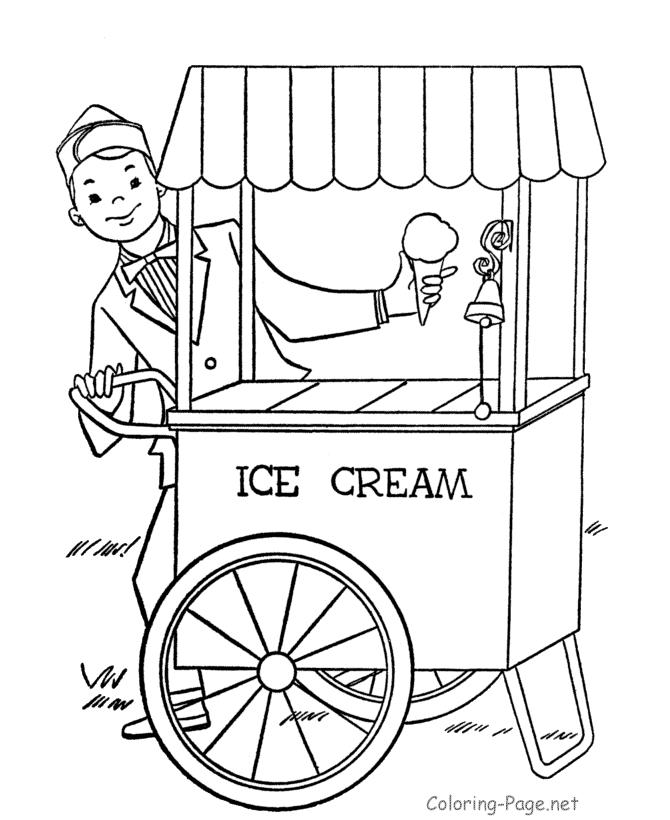 Summer coloring page - Ice cream cart | Kids-For creative and imagina…