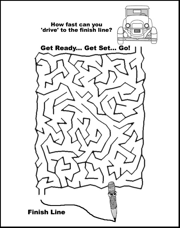 Old Car Maze - Free Coloring Pages for Kids - Printable Colouring 