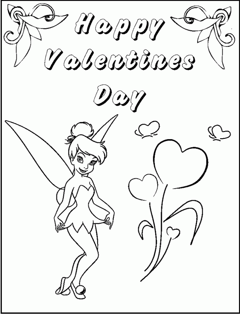 Happy Valentine's Day Tinkerbell Free Coloring For Kids 