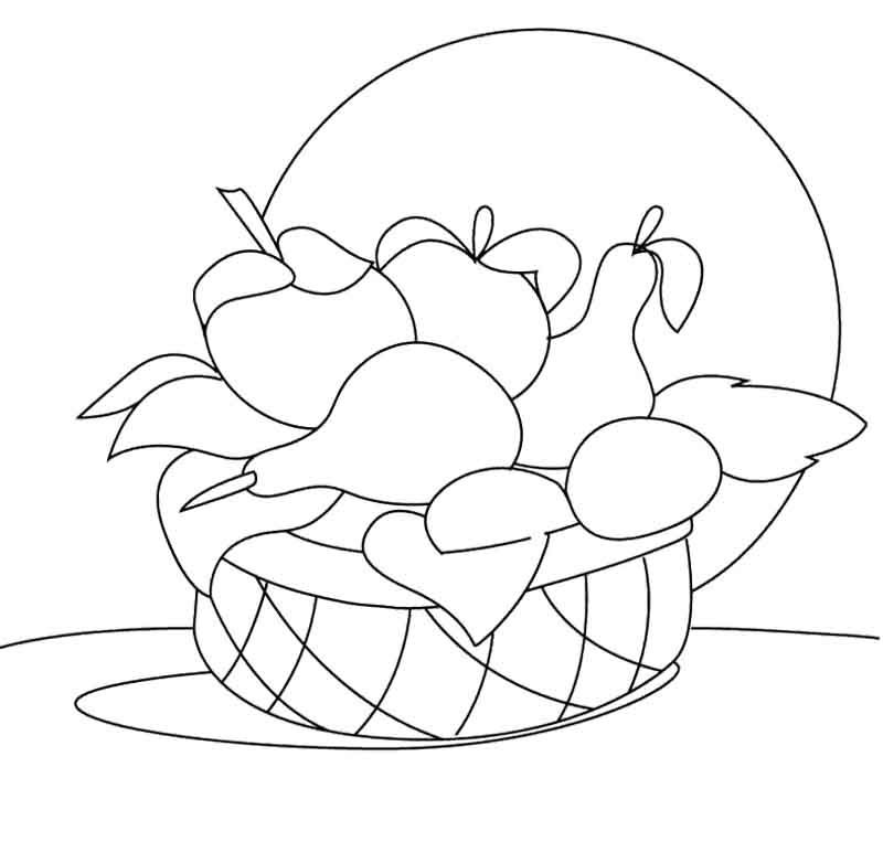 Fruit Coloring Pages : Fresh Fruit In A Small Cart Coloring Page 