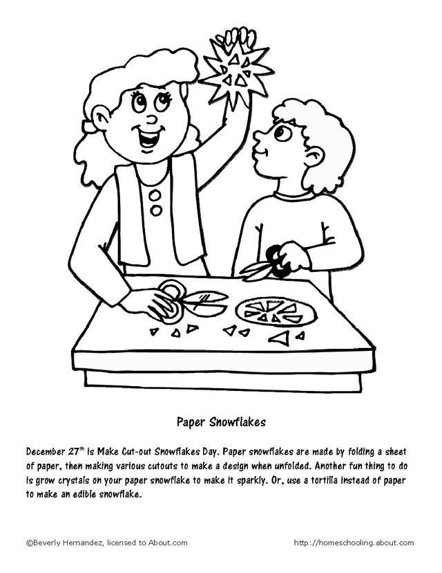 Paper Snowflakes Coloring Page - December Worksheets - Teachable 