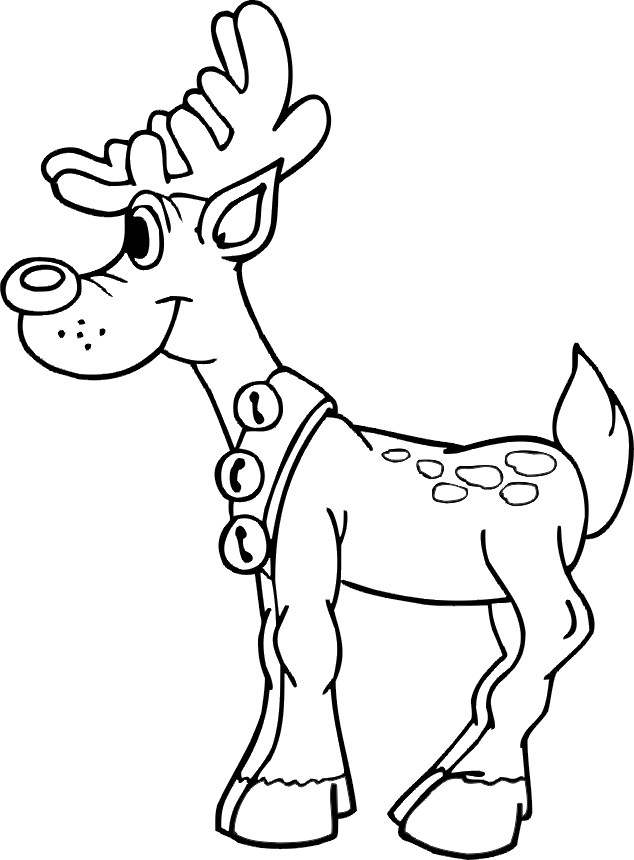 Christmas Reindeer Coloring Page | Reindeer With Bells On