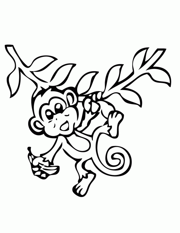 Monkey And Banana Coloring Pages | 99coloring.com