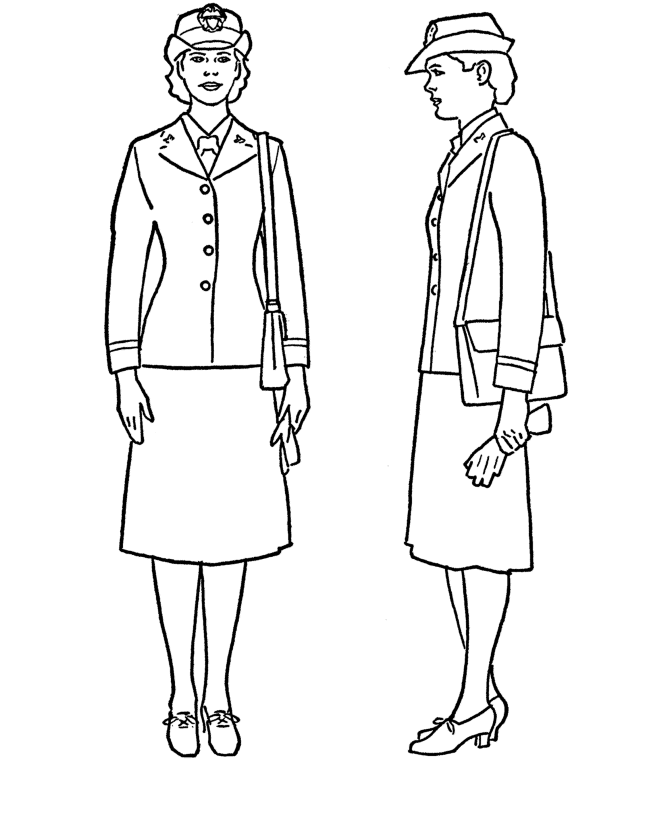 Veterans Day Coloring Pages - Navy Female Officer Coloring Page 