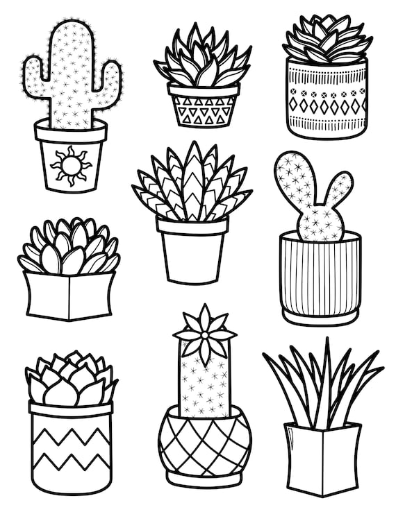 Succulent Pattern Printable Coloring Page Printable Coloring - Etsy