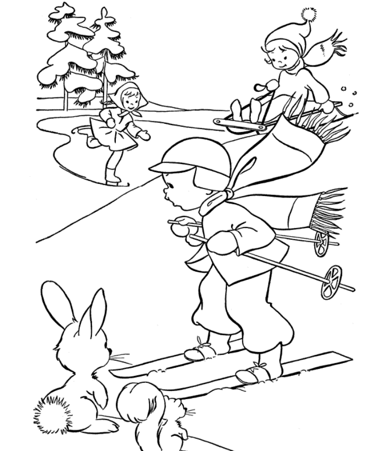 Winter Coloring Pages Girl Skating | Winter Coloring pages of ...