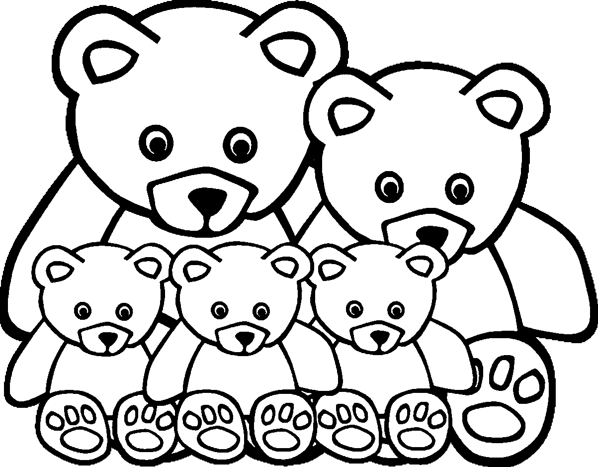 Family 2 Bears Family Coloring Page | Wecoloringpage