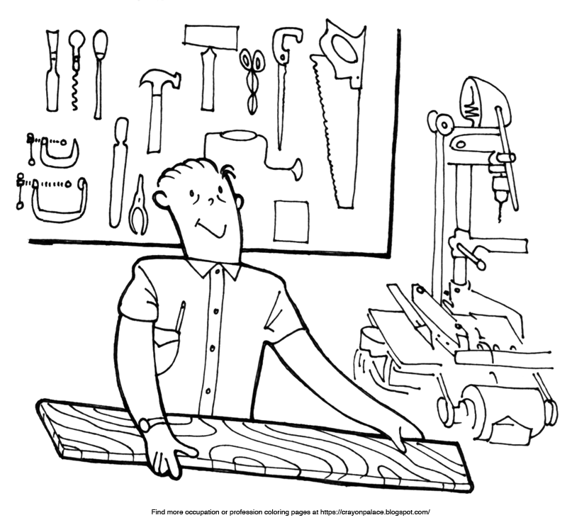 Crayon Palace: Color a Carpenter and His Tools