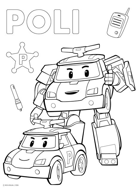 Robocar Poli coloring page printable | Kitty coloring, Mickey coloring pages,  Cartoon coloring pages