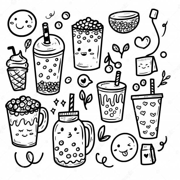 Premium Vector | Bubble drink or boba in kawaii cartoon drawing style