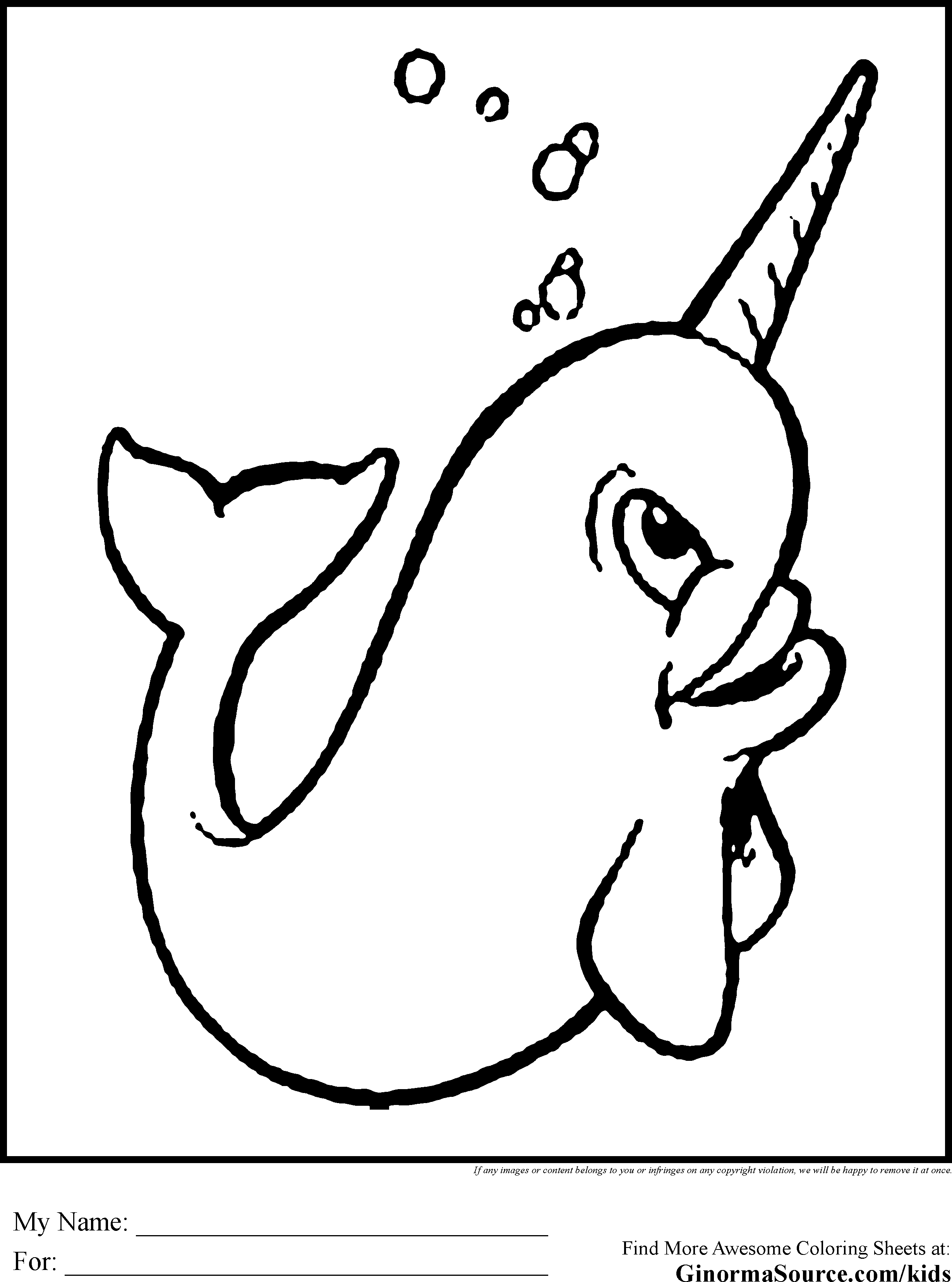 Narwhal Coloring Pages   GINORMAsource Kids   Unicorn Coloring ...