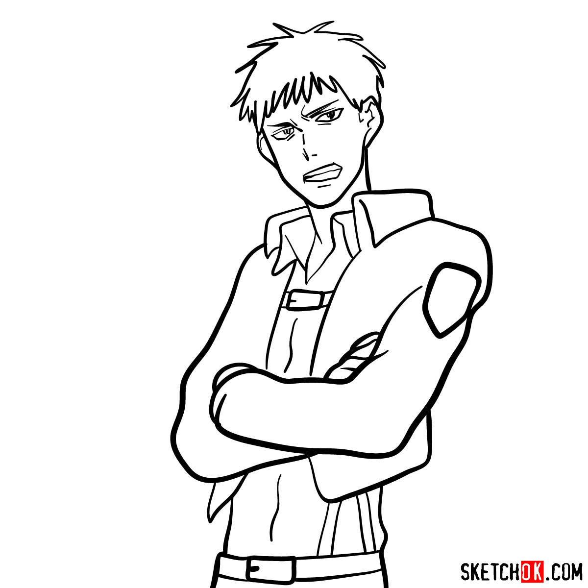 How to draw Jean Kirschtein | Attack on Titan - Sketchok easy drawing guides