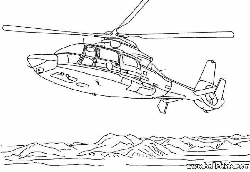 ARMY vehicles coloring pages - Helicopter