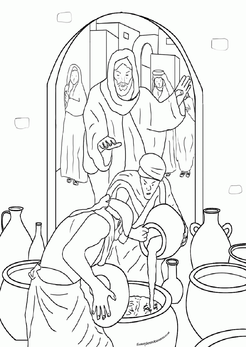 Water Into Wine Coloring Page - Coloring Home