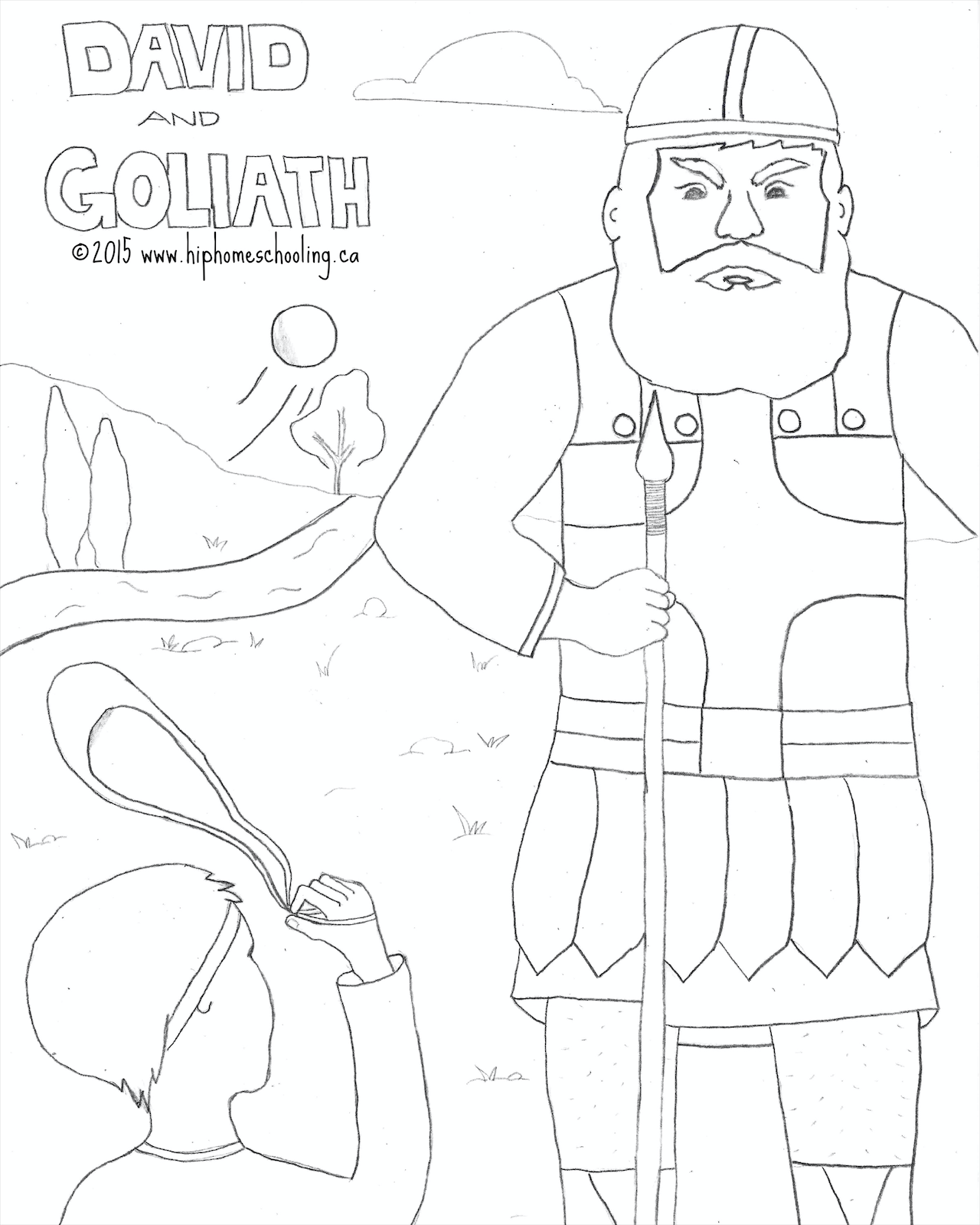 David and Goliath free coloring sheet and lesson plan