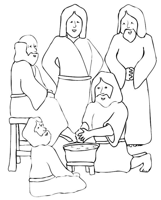 Jesus Washing Disciples Feet Coloring Page - Coloring Pages for ...