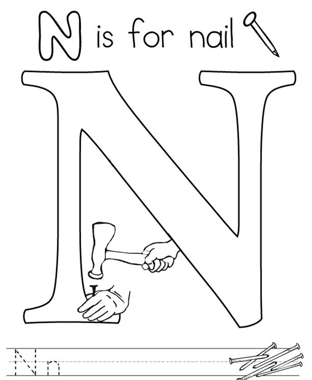 Words Of Letter N Free Alphabet Coloring Pages | Alphabet Coloring ...