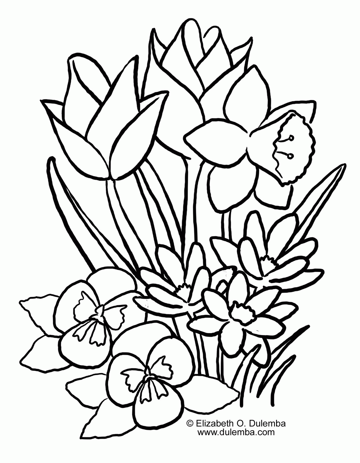 Spring Coloring Pages For Adults Free Printable Spring Flowers ...