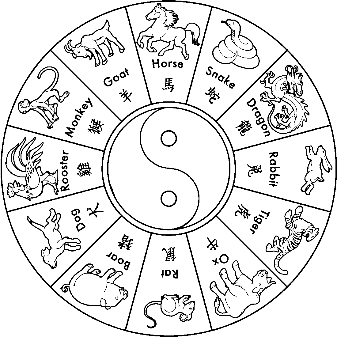Chinese Zodiac Coloring Page   Coloring Home