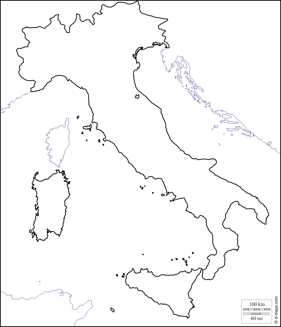 Free Blank Outline Maps of Italy