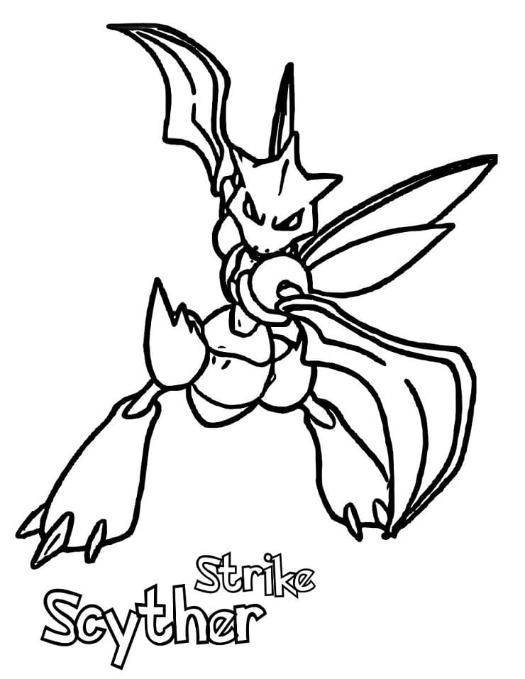 Scyther Pokemon Coloring Page - Free Printable Coloring Pages for Kids