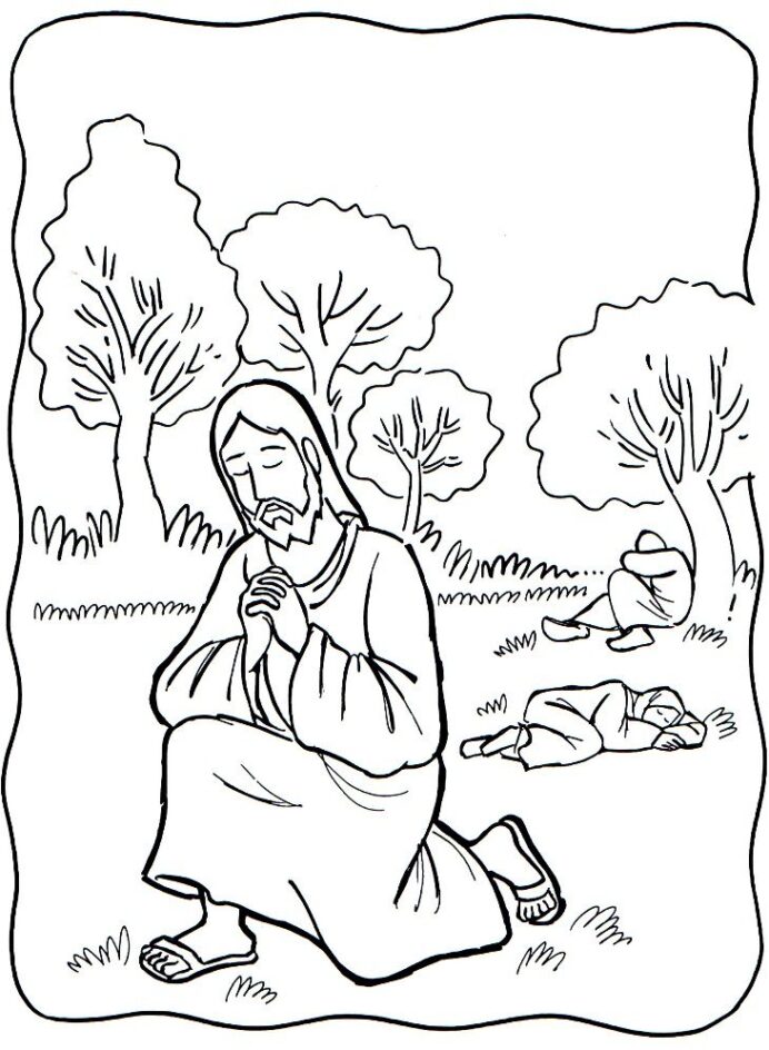 Praying Hands Coloring Bible Jesus In The Of Gethsemane Free Addition ...