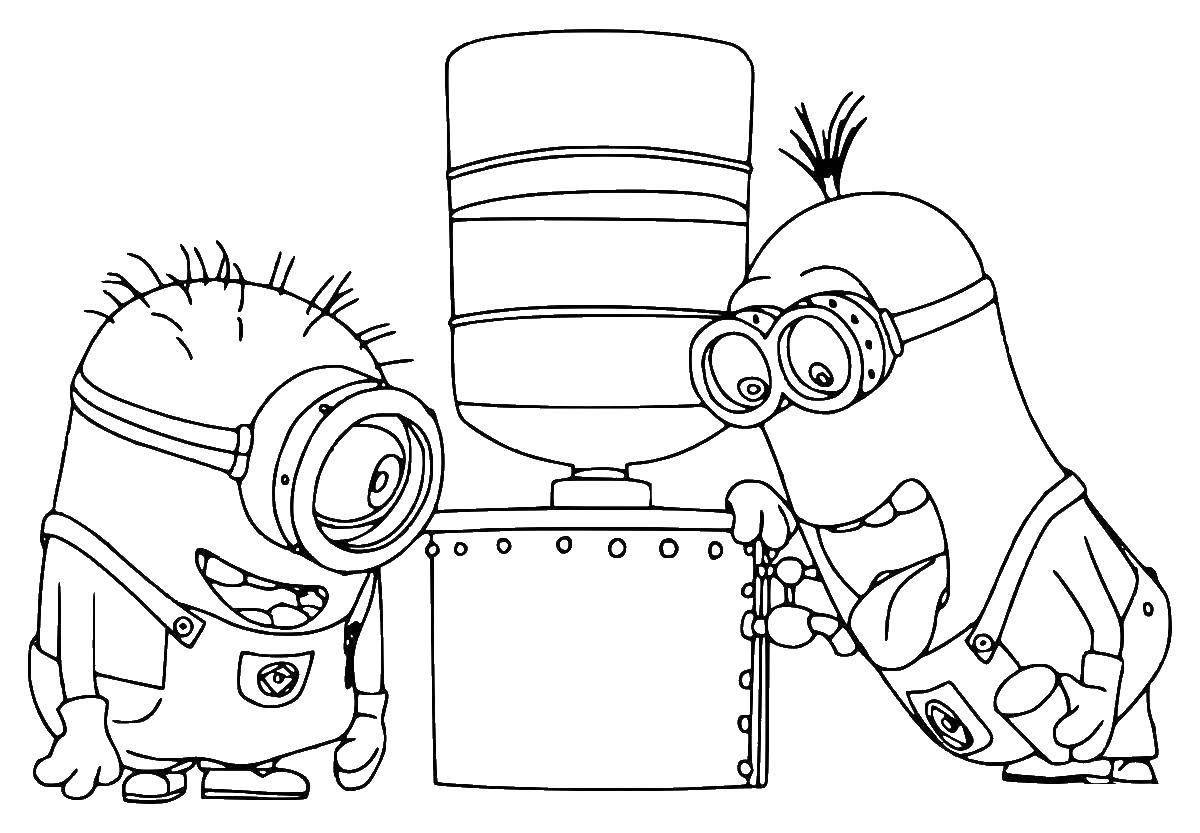 Online coloring pages Coloring page Minions drink a water the minions, Coloring  pages for kids.