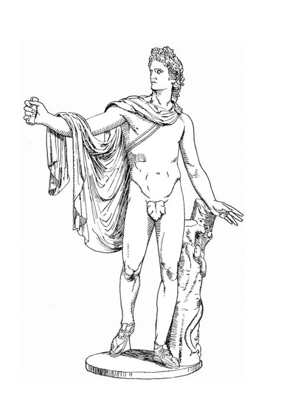 Apollo Statue from Greek Gods and Goddesses Coloring Page - NetArt