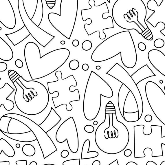 Autism Awareness Hand-Drawn Coloring Page Print & Color | Etsy