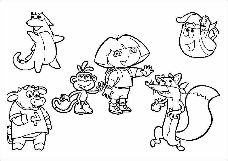 Coloring page with Dora and her friends | Coloring pages ...