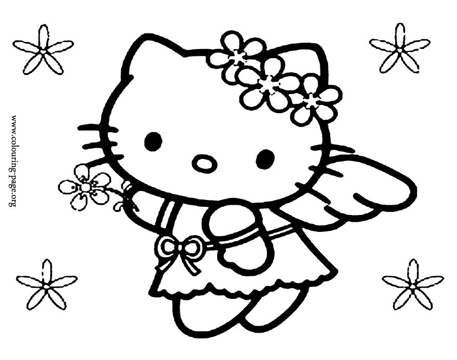 Hello Kitty - Hello Kitty as an angel coloring page